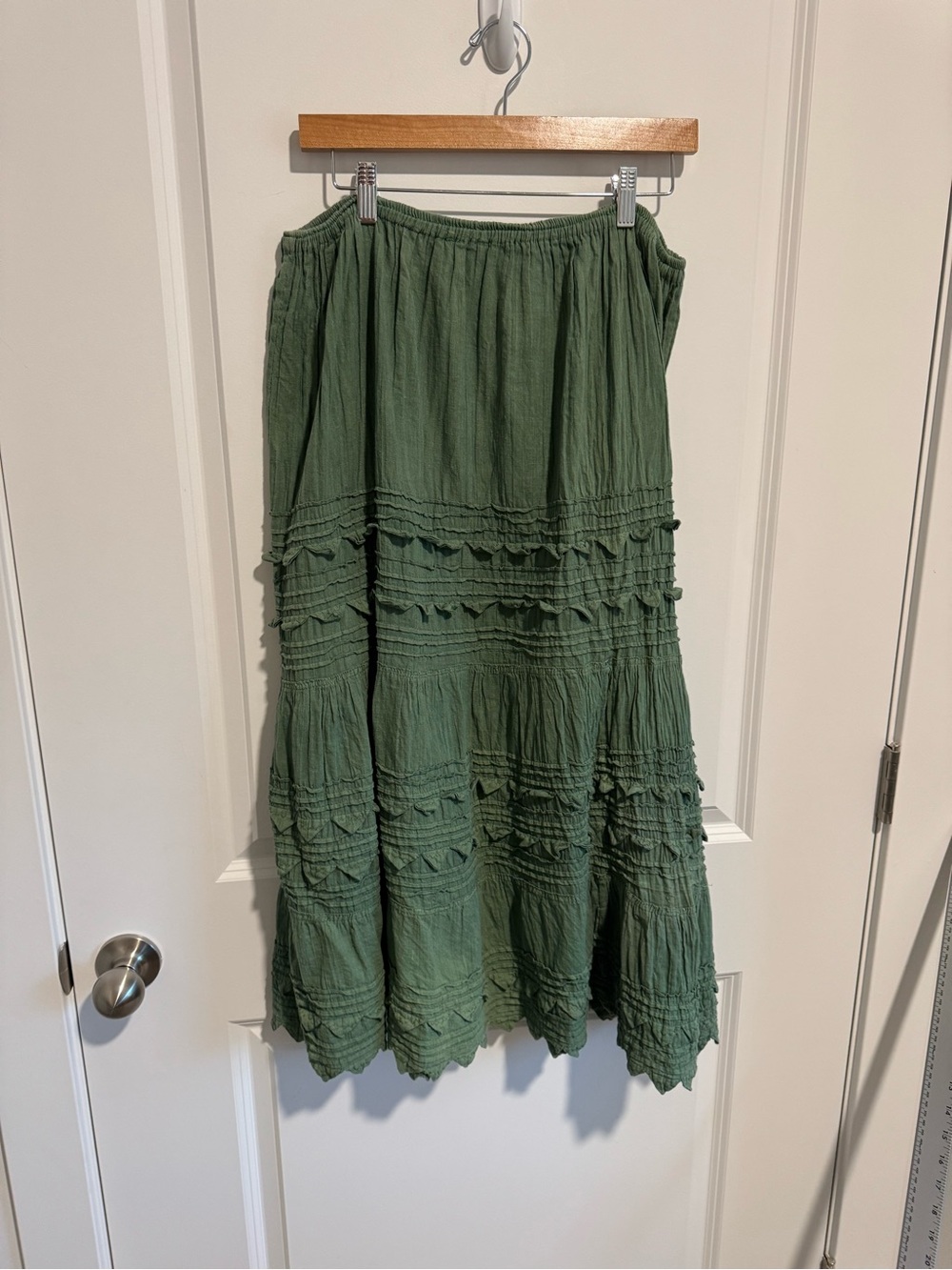 Green Tiered Maxi Skirt - Women